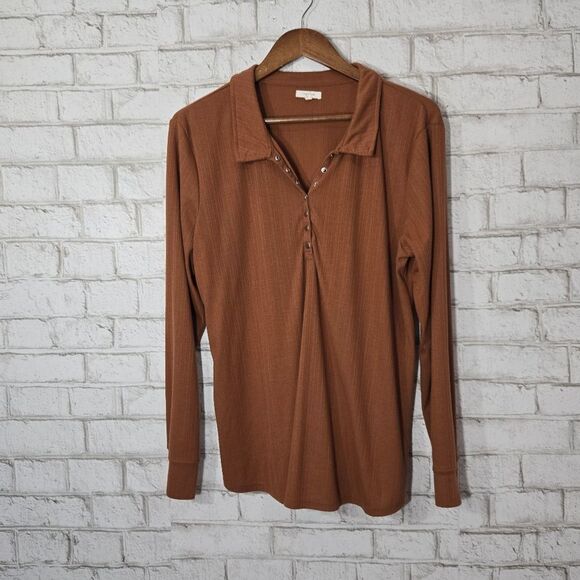 Maurices Tops - Maurices collared long sleeve brown top